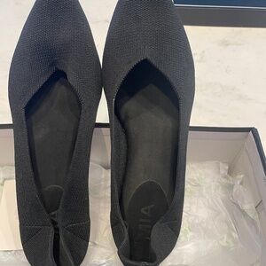 Mia Black Pointed Flat with Acrylic Heel Size 8.5